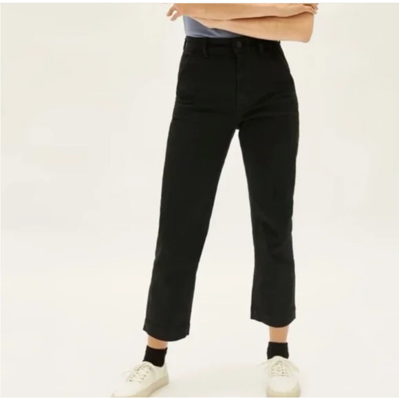 NEW Everlane The Straight Leg Crop Jeans in Black Size 0 - Picture 1 of 7